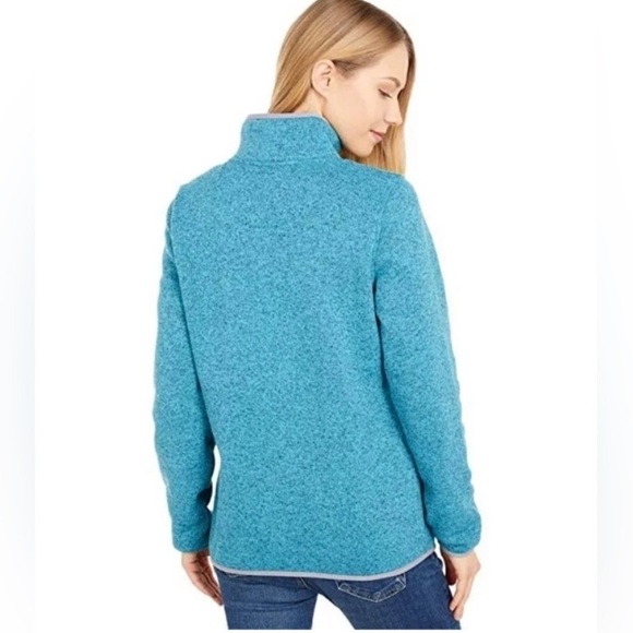 LL Bean Soft Button Up Fleece Pullover sweater jacket Size L - Picture 2 of 10